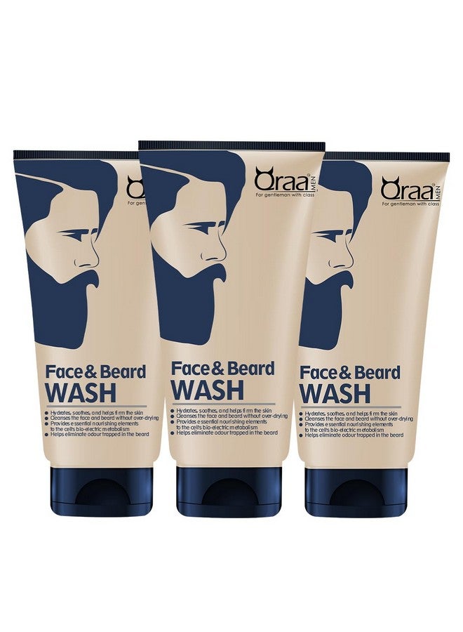 Qraa Men Face And Beard Wash | 2 In 1 Beard & Face Wash | Rosemary & Aloe Vera For Deep Cleansing |100Gm X 3 | Refreshes & Soothes | Stimulates Beard Growth | (Pack Of 3, 300, Gram) - Image 1