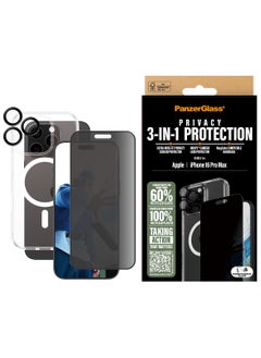 PanzerGlass® 3-in-1 Protection Pack for Apple iPhone 16 Pro Max, Screen Protector, MagSafe compatible HardCase, Camera Lens Protector, Tempered Glass - with mounting aid for easy installation