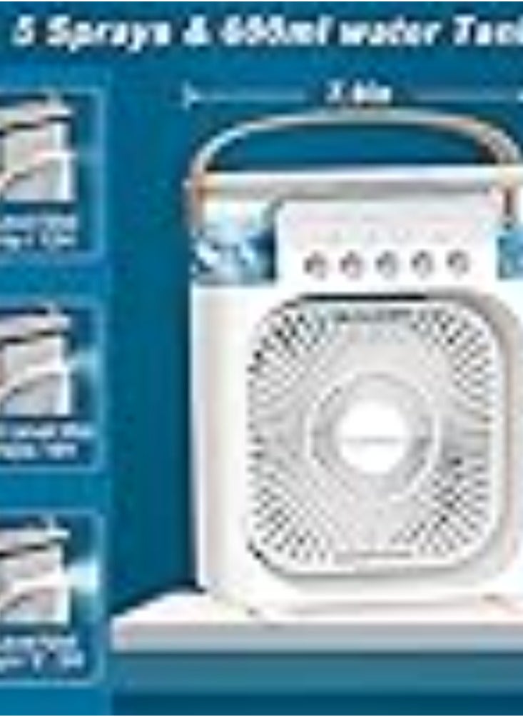 Generic Portable Air Conditioner Fan,USB Personal Evaporative Air Cooler,Mini Humidifier Misting Fan with LED Light,3 Wind Speeds and 5 Spray Modes For Home Appliances  - Image 2