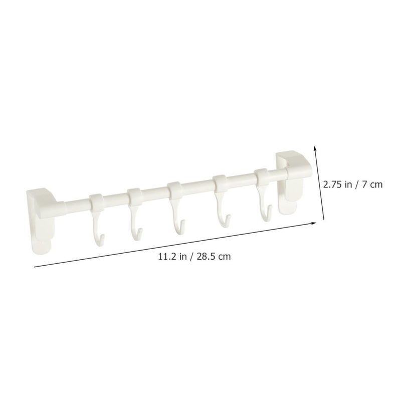 White Plastic 5 Loop No Drill Kitchen Cabinet Hooks Utensil Cookware Towel Hanger Storage Rack - Image 3