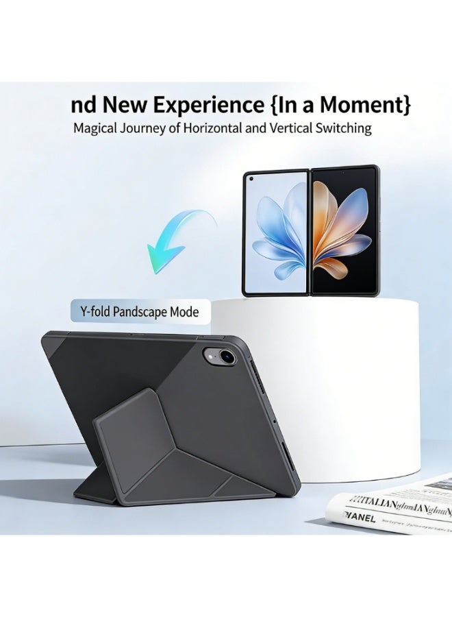 إغرين99 لـ iPad mini (2024/2021) 7th/6th 8.3 بوصة غطاء القضية، تصميم على شكل عسل Y، زاوية متعددة، استيقاظ / نوم تلقائي، لمس مريح للجلد، غطاء واقي قوس على شكل Y رقيق جدا، ظهر TPU ناعم، أسود - Image 5