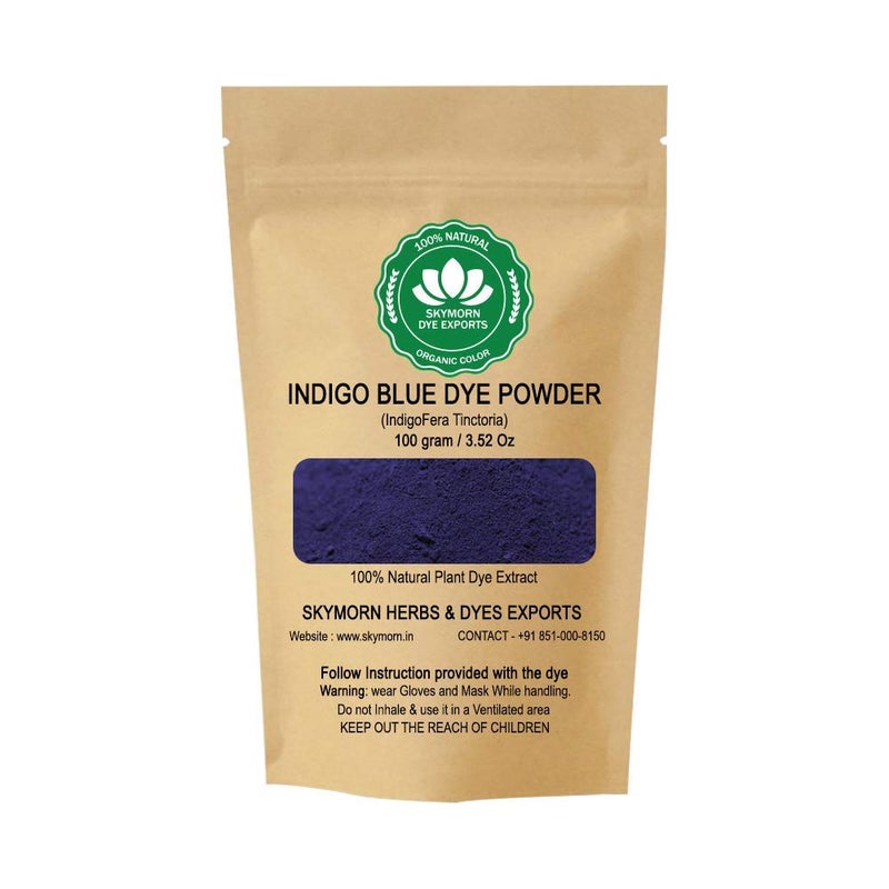 SKYMORN- Pure Organic SKYMORN Pure Organic Indigo Dye Powder Natural Colorant for Clothes Jeans Fabric Soap and Paper Size 100Gm Colour Blue 