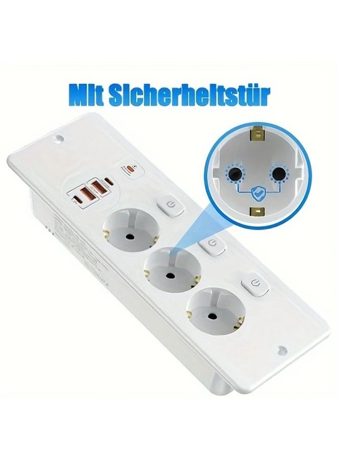3 Outlet Retractable Power Strip With 2 USB Ports 2 USB C Ports 2 Meter White Cable - Image 4