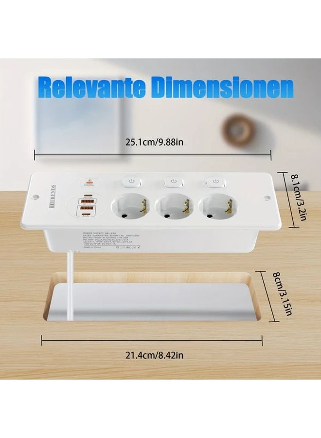 3 Outlet Retractable Power Strip With 2 USB Ports 2 USB C Ports 2 Meter White Cable - Image 2