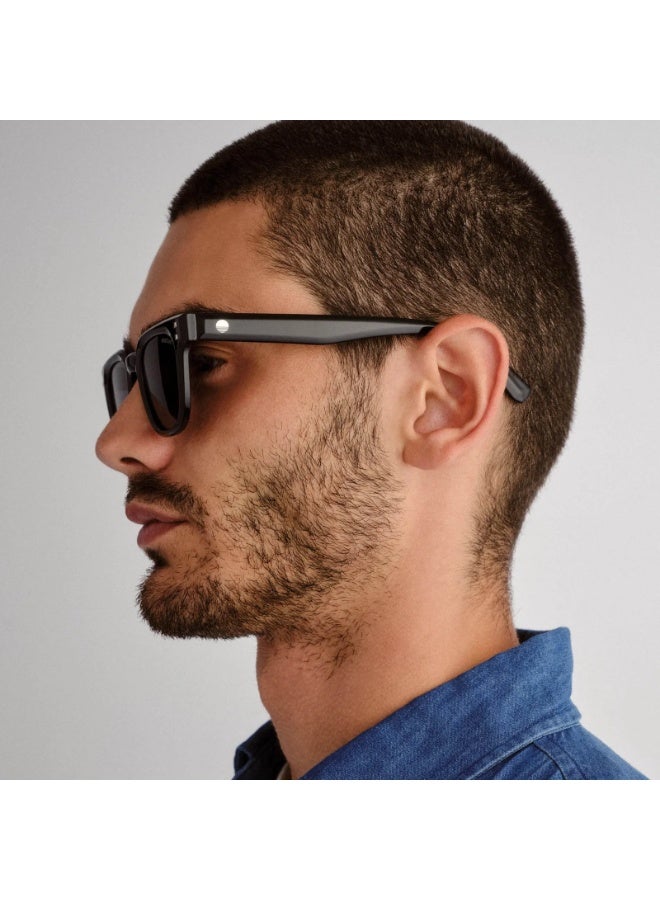 Solarized نظارات شمسية ريفيت سكوير سوداء، نظارات داكنة غير لامعة مع تفاصيل ريفيت، نظارات يومية للجنسين - Image 1