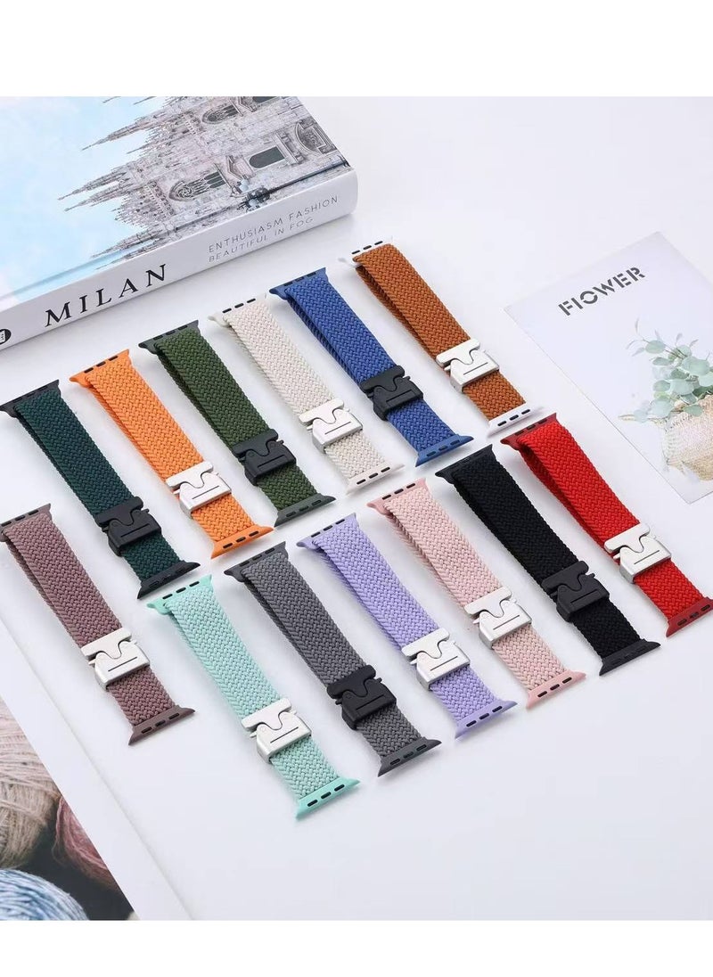Compatible for Apple Watch Band 42mm 41mm 40mm 38mm Elastic Nylon Braided Secure & Comfortable Stretchy Strap for Women Men,Parachute Buckle Bands for iWatch Series 10 9 8 7 6 5 4 3 SE Blue