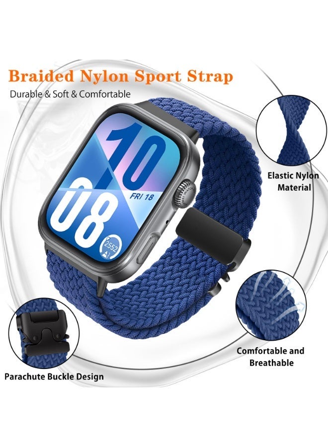 SZOXST Compatible for Apple Watch Band 42mm 41mm 40mm 38mm Elastic Nylon Braided Secure & Comfortable Stretchy Strap for Women Men,Parachute Buckle Bands for iWatch Series 11 10 9 8 7 6 5 4 3 SE Blue - Image 2