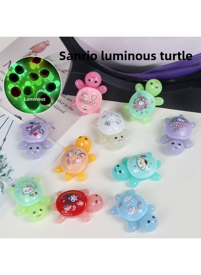 Big Mac Luminous Turtle Mini Internet Red Little Turtle Touch Toy Large All-chan Red Ornaments For Girls-Color:Sanrio 5cm Luminous Turtle [ten Colors Mixed]  - Image 1
