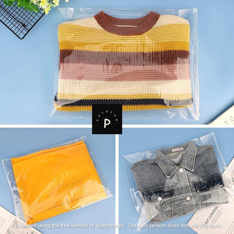 POCHEON Pocheon Clear Resealable Polyester Zipper Bags for Clothes Mailers for Clothing Self Seal Bags for Socks Cosmetic Accessories Storage Travel With Air hole 18 X 26 cm M 25  - Image 3
