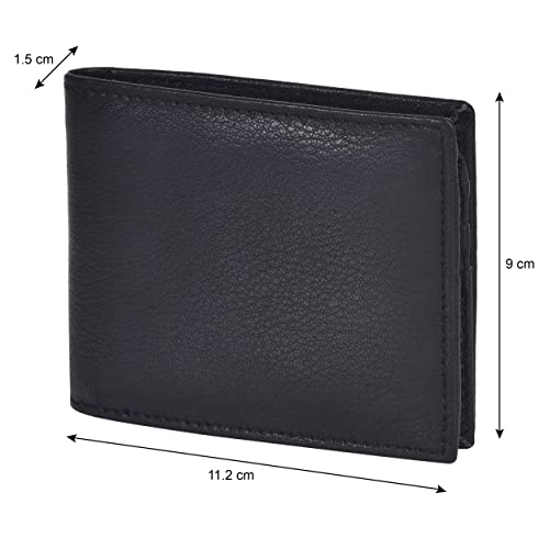 LB LEATHERBOSS Leatherboss Leather Boys Slim Compact Flap Id Coin Pocket Bifold Wallet with debit credit card holder, Black - Image 3