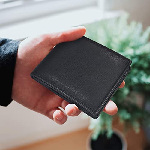 LB LEATHERBOSS Leatherboss Leather Boys Slim Compact Flap Id Coin Pocket Bifold Wallet with debit credit card holder, Black - Image 5