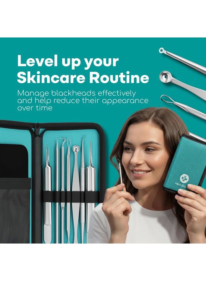 Medi Grade Blackhead Remover Tools - Effective Spot Treatment Popping Kit for Acne Prone Skin - 7 Skincare Tools with 50 Sheets of Oil Absorbing Blotting Paper, Pimple Popper Spot Treatment Kit - Image 2