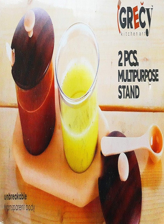 Pawan Plastic PP Stylish Kitchen All in one Multipurpose 2 Pickles Suger Muckhwas Snacks Serving jar Set with Beautiful Stand & Spoons (Colours May Vary) - Image 3