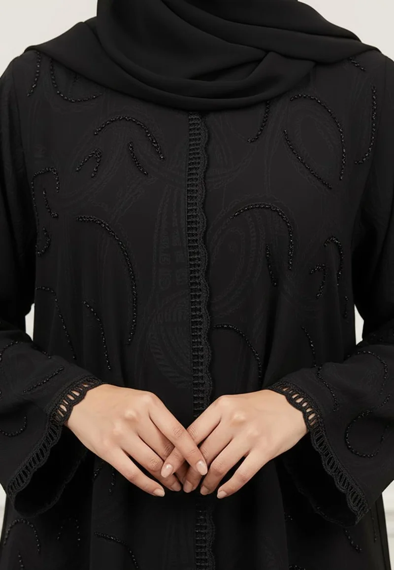 نخبة Elegant Midnight Noir Abaya-902