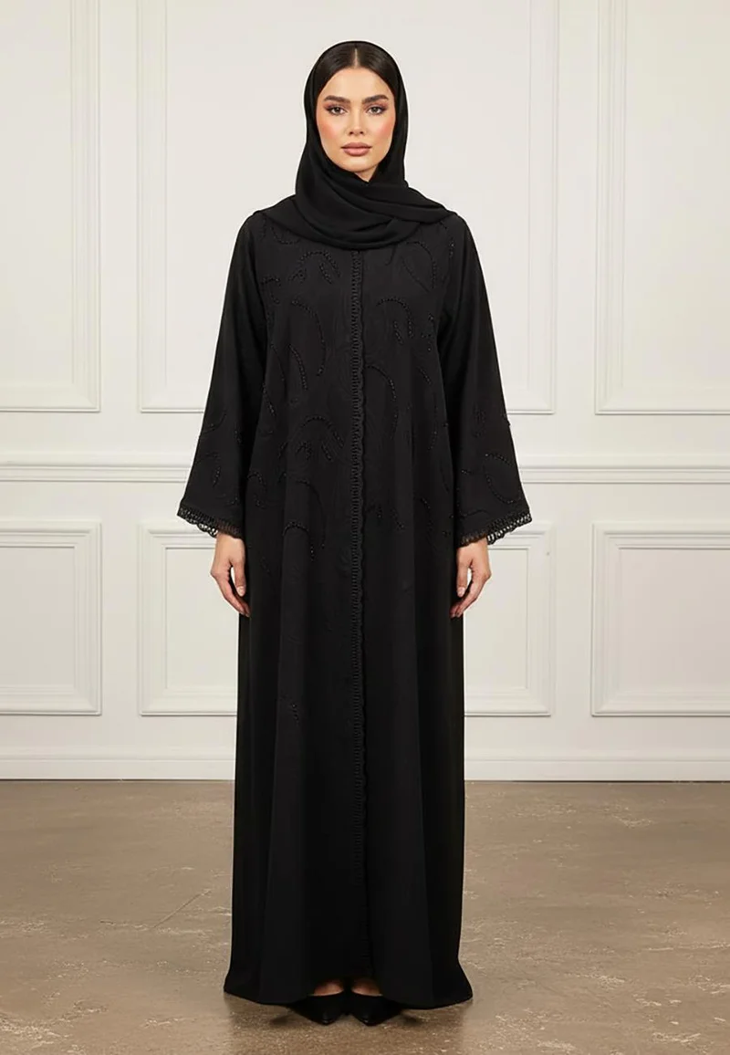 نخبة Elegant Midnight Noir Abaya-902