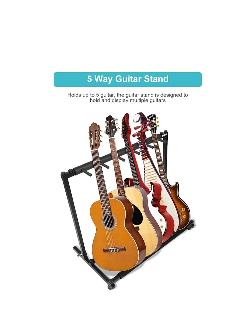 Ejoyous 5-way guitar stand Guitar display stand, multiple guitar stand 5-way metal guitar stand for 5 guitars, multiple electric guitar stand with protective rubber pad  - Image 3