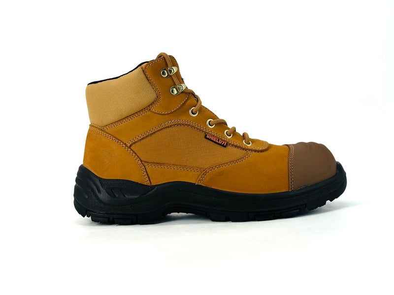 Shield أحذية أمان للرجال توربو S3 | أحذية عمل عالية القطع بالعسل مع رأس حديدي، مقاومة للانزلاق، مقاومة للماء، HRO ونعل وسطى مضاد للاختراق من الصلب - Image 1