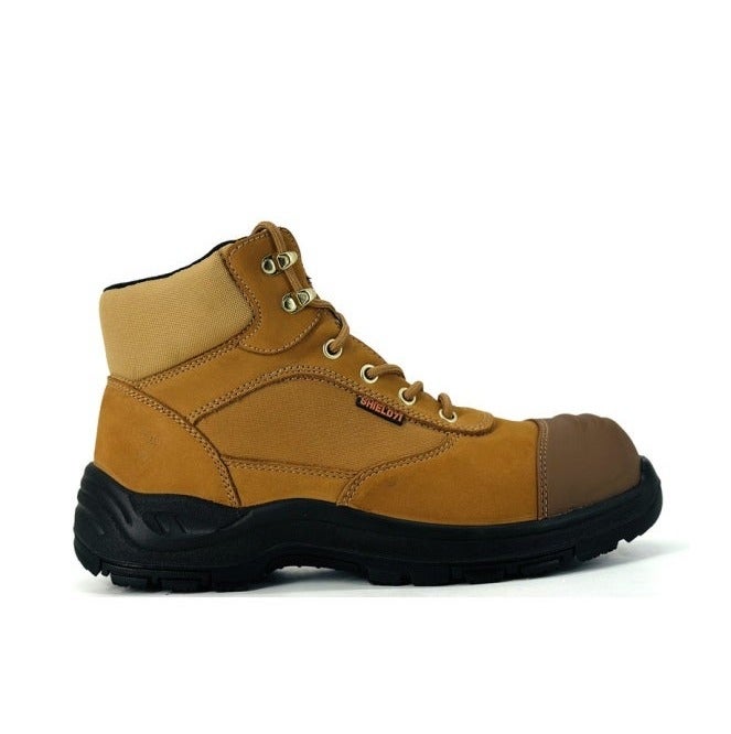Shield Turbo Men’s Safety Shoes S3 | Hi-Cut Honey Work Shoes with Steel Toe Cap, Slip-Resistant, Water-Resistant, HRO & Steel Anti-Penetration Midsole - Image 1