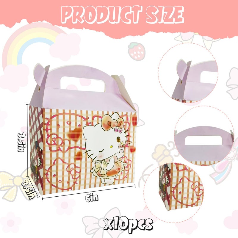 MUSNOW 10PCS Kitty Cat Theme Party Treat Boxs for Boxes with Handles Perfect for Kitty Birthday Party Supplies - Image 2