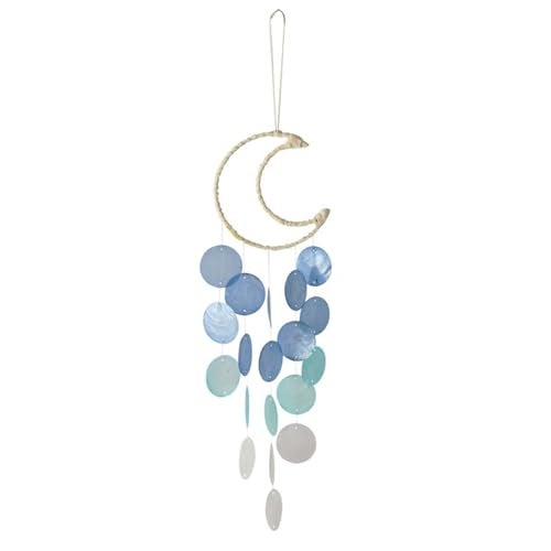 Liyujuping Wind Chimes for Outside,Handcrafted Capiz Shells Wind Chime for Indoor/Outdoors,Garden Decoration of Coastal Style,Great Gift for Shells Wind Chimes Lovers and More (Blue) - Image 1