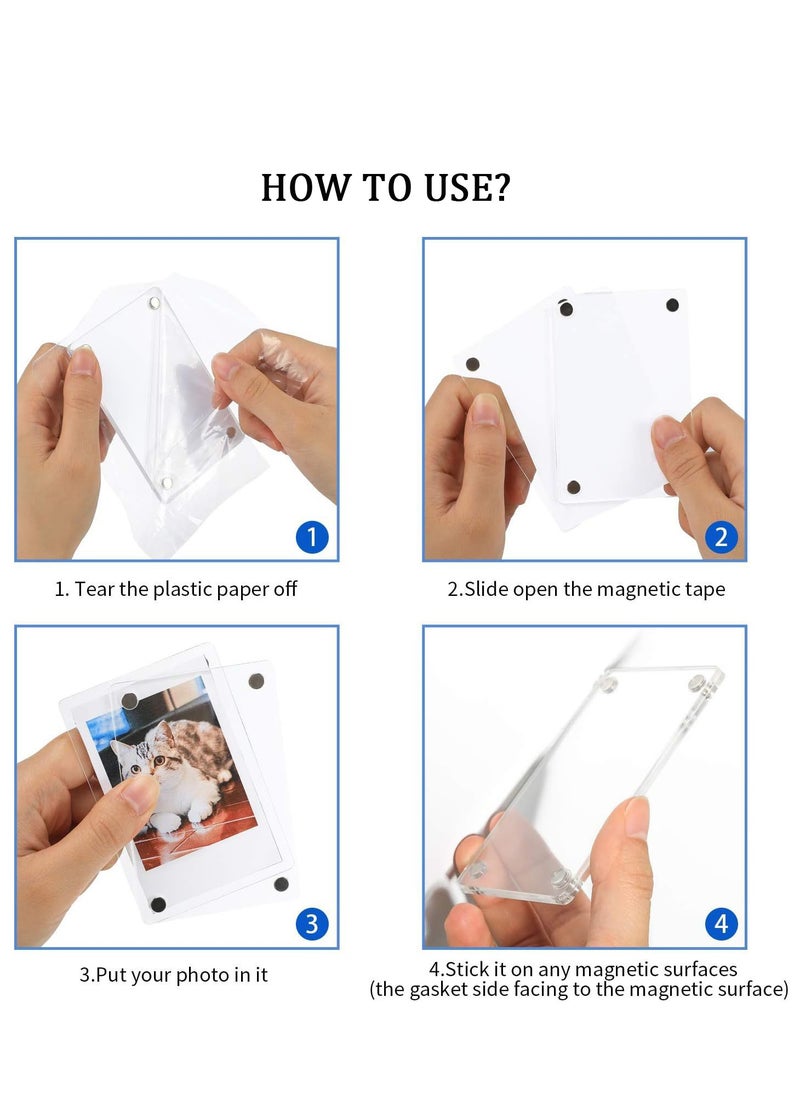 ماركة غير محددة - Acrylic Fridge Magnetic Photo Frame, Acrylic Picture Frame, Magnet Double Sided Refrigerator Mini Picture Frame Clear Picture Display Frame 2.36 x 3.54 Inch - Image 1