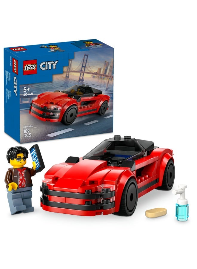 LEGO City Red Sports Car, Toy Supercar Vehicle Set 60448 (Age 5+, 109 Pieces) - Image 1