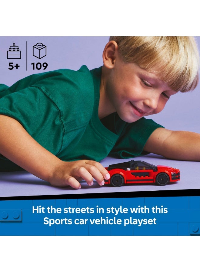 LEGO City Red Sports Car, Toy Supercar Vehicle Set 60448 (Age 5+, 109 Pieces) - Image 3