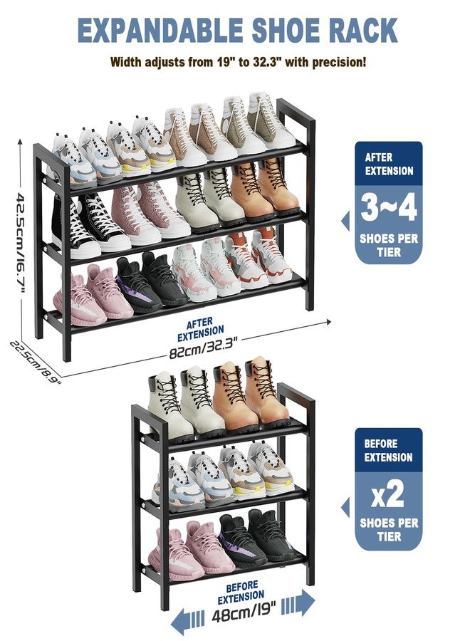 Mavivegue 18-33” Expandable Shoe Rack for Closet, 3-Tier Shoe Organizer, Adjustable Shoe Rack for Front Door Entrance, Entryway - Image 2