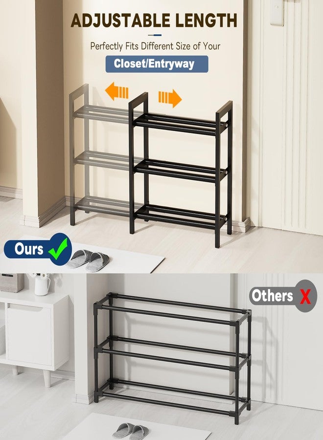 Mavivegue 18-33” Expandable Shoe Rack for Closet, 3-Tier Shoe Organizer, Adjustable Shoe Rack for Front Door Entrance, Entryway - Image 3