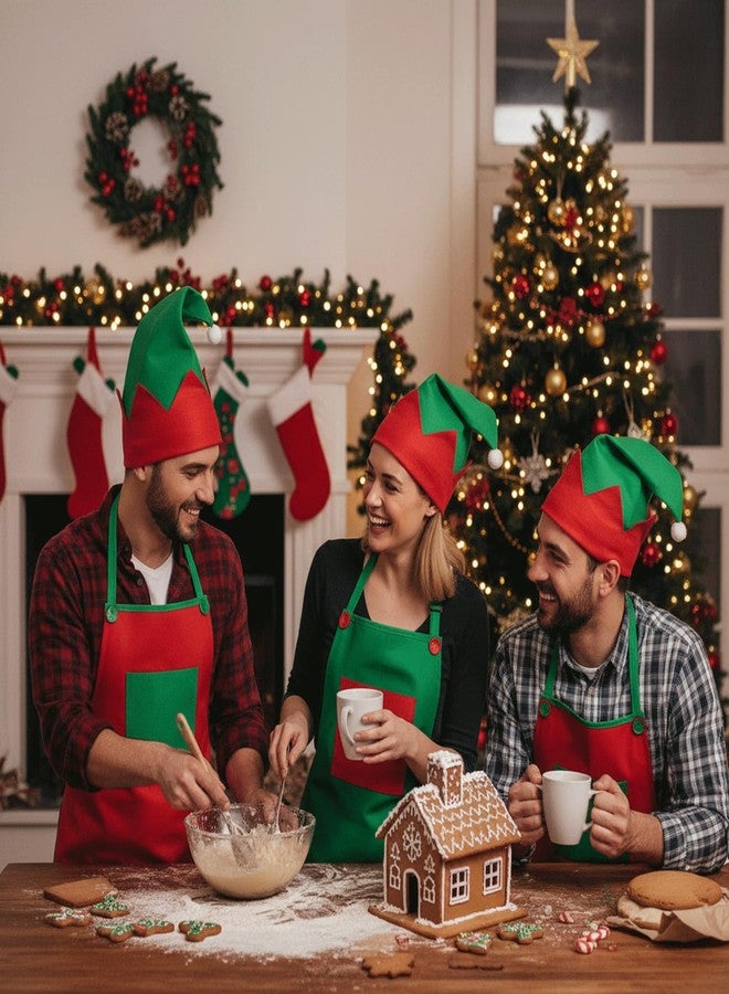 Chuarry 24 Pcs Christmas Elf Apron and Hat Set Christmas Elf Kits Xmas Elf Costume Outfits for Women Party Costume Supplies Accessories (Elf Apron and Hat Set) - Image 5