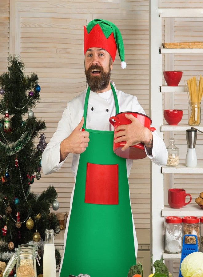 Chuarry 24 Pcs Christmas Elf Apron and Hat Set Christmas Elf Kits Xmas Elf Costume Outfits for Women Party Costume Supplies Accessories (Elf Apron and Hat Set) - Image 3