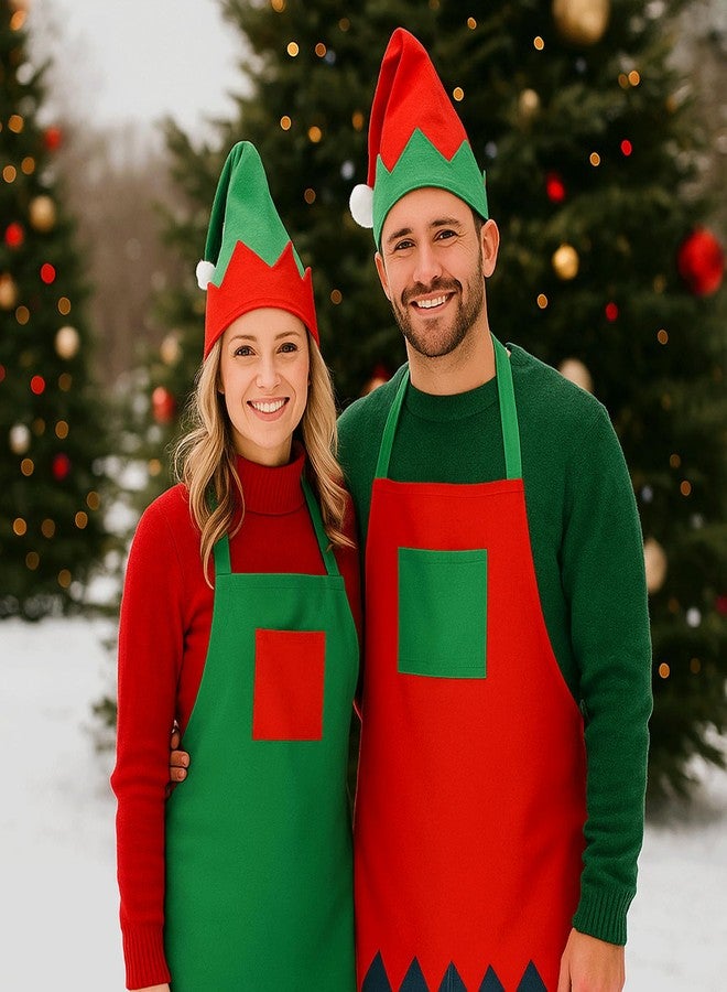 Chuarry 24 Pcs Christmas Elf Apron and Hat Set Christmas Elf Kits Xmas Elf Costume Outfits for Women Party Costume Supplies Accessories (Elf Apron and Hat Set) - Image 4
