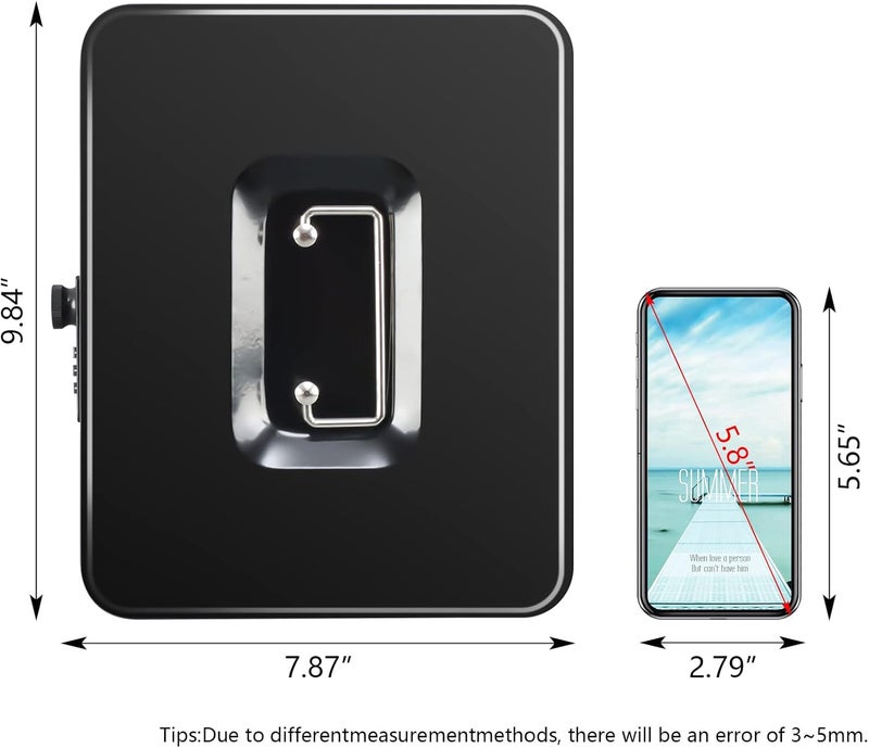 KYODOLED صندوق نقود كبير مع قفل تركيبي آمن صندوق معدني مع صينية نقود للأمان 9.84" × 7.87" × 3.54" أسود - Image 2