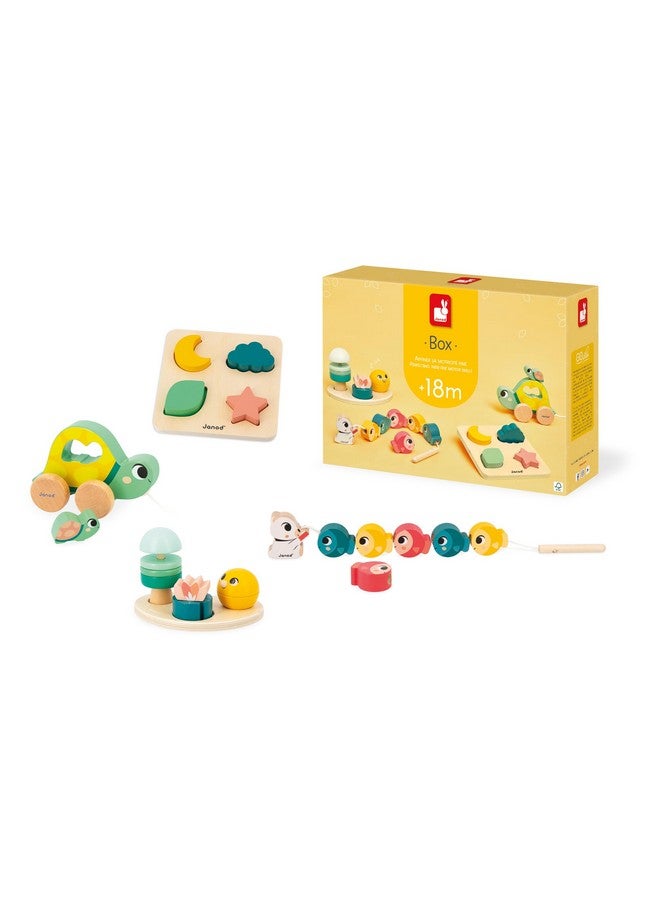 Janod - Baby Play Box - Children's Toy 18 Months - Stimulus Toys with Wooden Puzzle - Baby Motor Skills - Activity Toys and Psychomotor Development - from 18 Months - J04064 - Image 1
