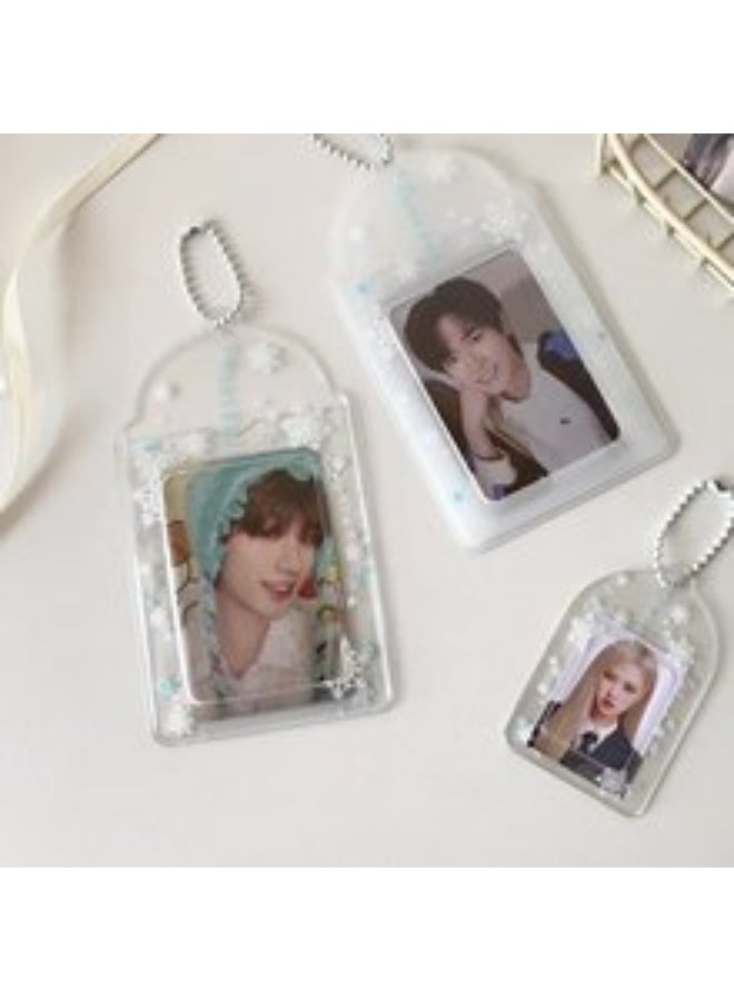 NIBEMINENT 1 - Piece Winter Snowflakes Transparent PVC Kpop Photo Card Holder Pendant Key Chain ID Badge Holder ID Card Holder Photo Card Protector for School ID Office ID Access Card for Women Girls - Image 2