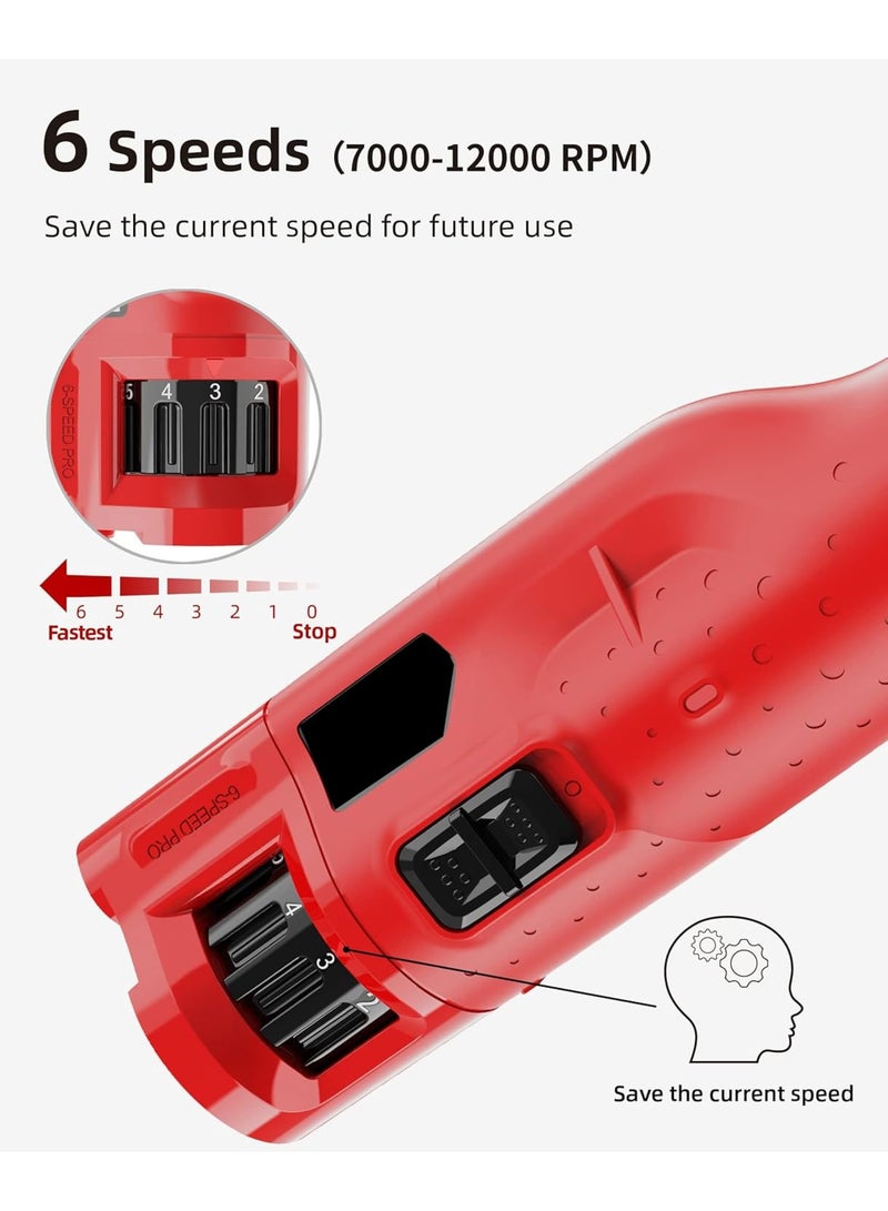 SOLARAE Dog Nail Grinder Quiet, Professional 3 Ports Rechargeable Electric Dog Nail Trimmer with Dust Cap, 6-Speed Pet Nail Grinder with 2 LED Lights for Large Medium Small Dogs and Cats, Red - Image 2