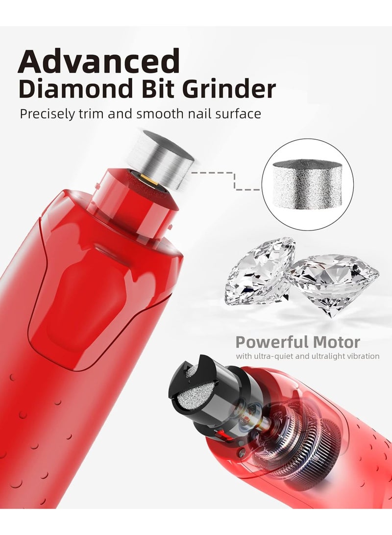 SOLARAE Dog Nail Grinder Quiet, Professional 3 Ports Rechargeable Electric Dog Nail Trimmer with Dust Cap, 6-Speed Pet Nail Grinder with 2 LED Lights for Large Medium Small Dogs and Cats, Red - Image 5