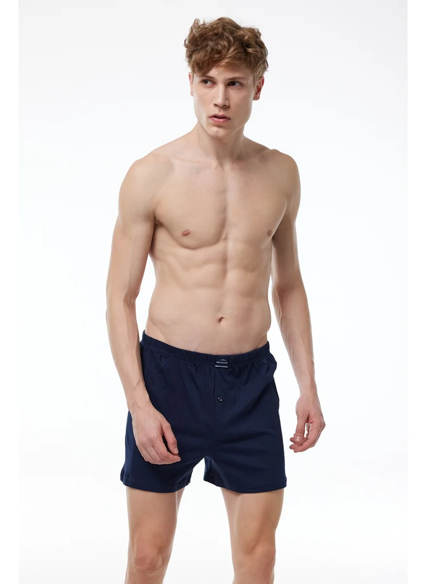 Malabadi Men's Navy Blue 5-Piece Wide Pattern 100% Cotton Boxer MB2400 024