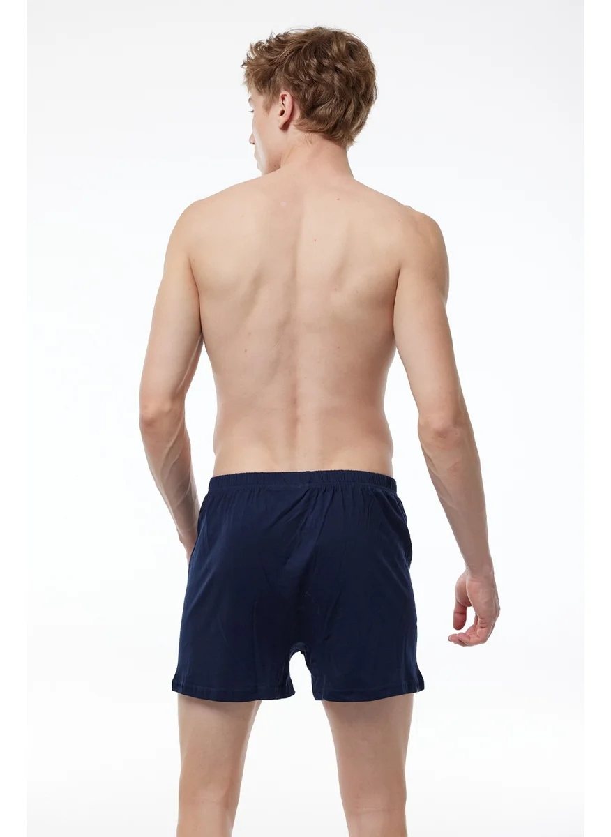 Malabadi Men's Navy Blue 5-Piece Wide Pattern 100% Cotton Boxer MB2400 024