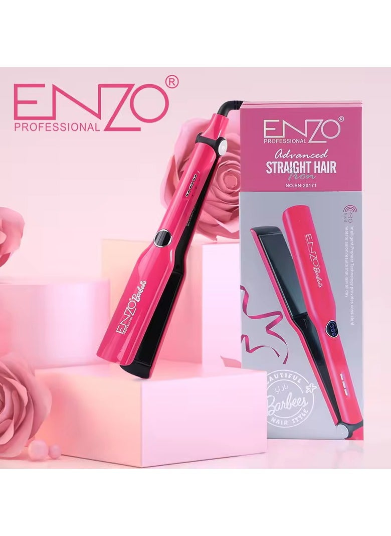 ENZO EN-20171 Barbee Hair Straightener - Professional Flat Iron with Ceramic Plates, Fast Heat-Up, Adjustable Temperature, and Swivel Cord - International Version 