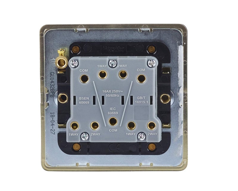 Schneider Electric Ultimate 3 Gang Two Way Switch - Polished Brass - Image 4