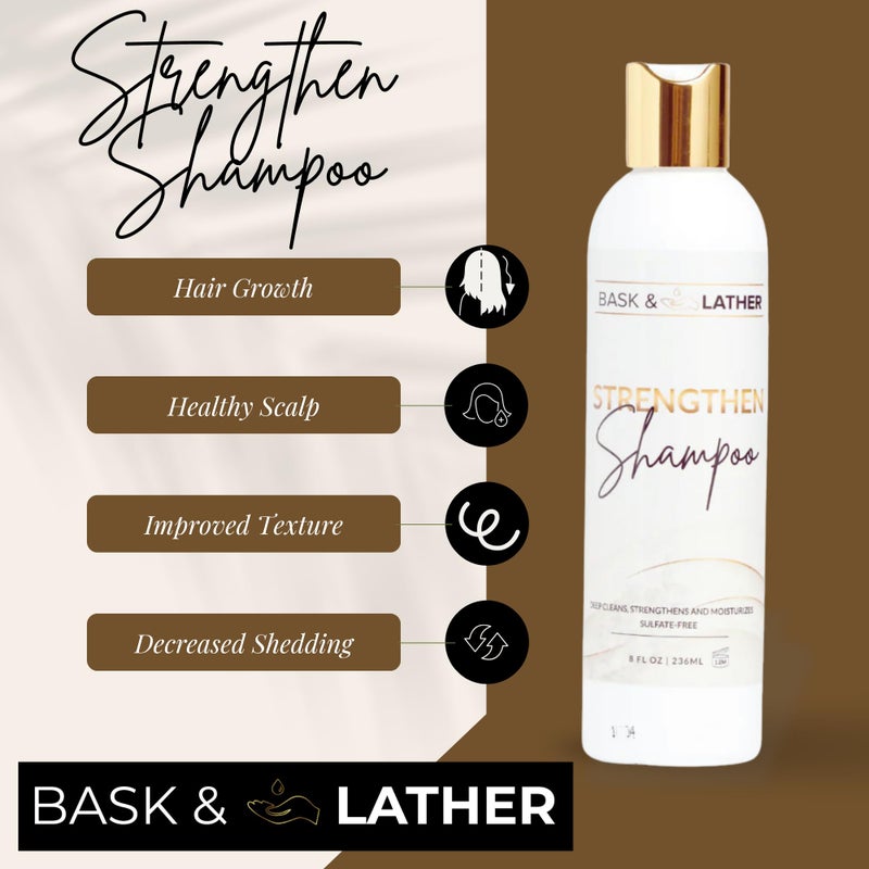 BASK & LATHER Strengthen Hair Shampoo â€“ All-Natural, pHâ€‘Balanced Formula for Hair Growth & Repair, Sulfateâ€‘Free, Siliconeâ€‘Free, Parabenâ€‘Free, 8 oz - Image 3