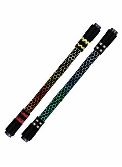 Y&D Spinning Rotating Pen, 2 Pieces LED Rolling Finger Pen Anti Slip Coating Ballpoint for Student Entertainment, Unable to Write (Black & Silver)  - Image 1