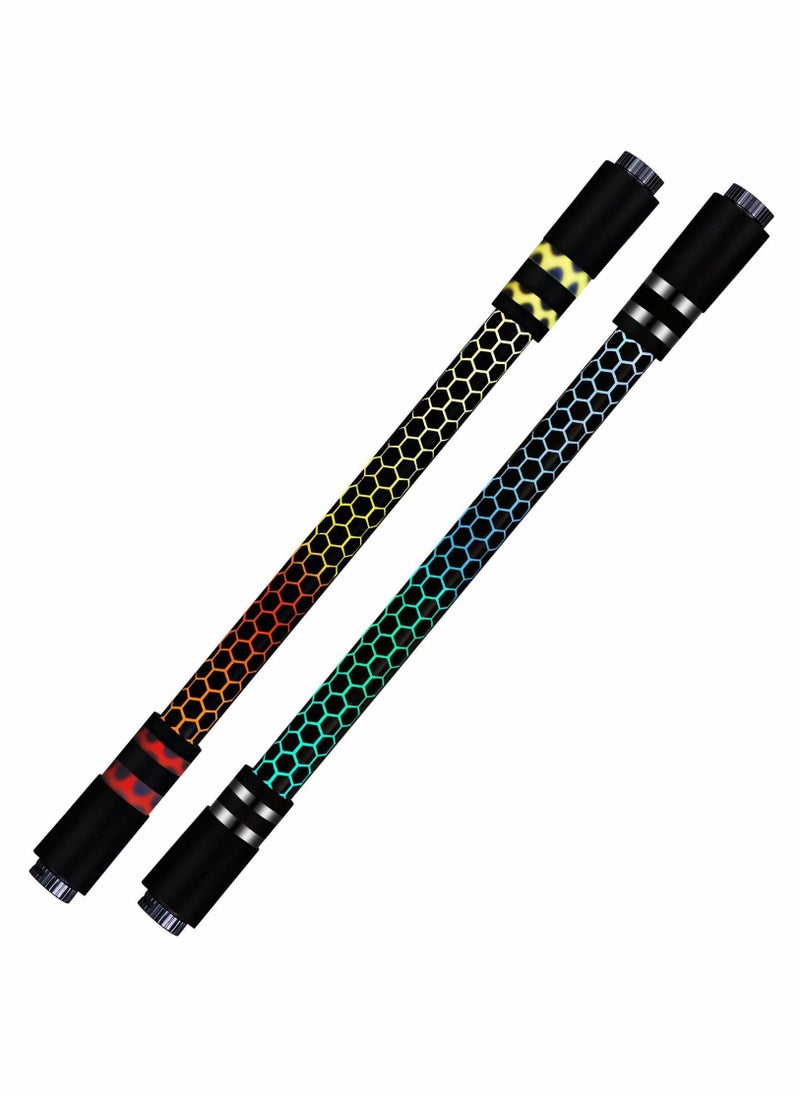 Y&D Spinning Rotating Pen, 2 Pieces LED Rolling Finger Pen Anti Slip Coating Ballpoint for Student Entertainment, Unable to Write (Black & Silver)  - Image 1