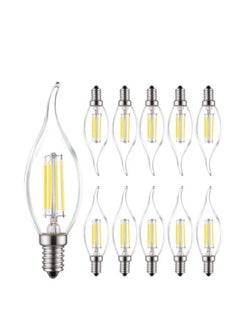 E14 Candle Bulb, 40 Watt Equivalent LED Filament Light Bulbs, Non-Dimmable White 2700K Classic Clear Glass, 800LM Flame LED Filament Candle Bulb, 4W Pack 10
