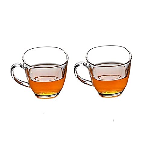 MARKQUES Teaware Glass Cup for Green Tea, Herbal Tea, Coffee (Transparent, Clear, 200 ml) 2 Pieces - Image 1