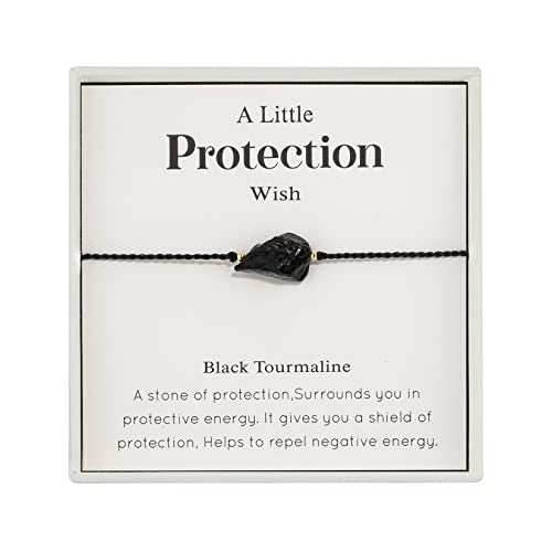 RareLove Protection Bracelet Black Tourmaline Healing Bracelets for Women,Adjustable Healing Crystal Natural Stone Beaded Strand Bracelets,Inspirational Motivational Jewelry Gift - Image 1