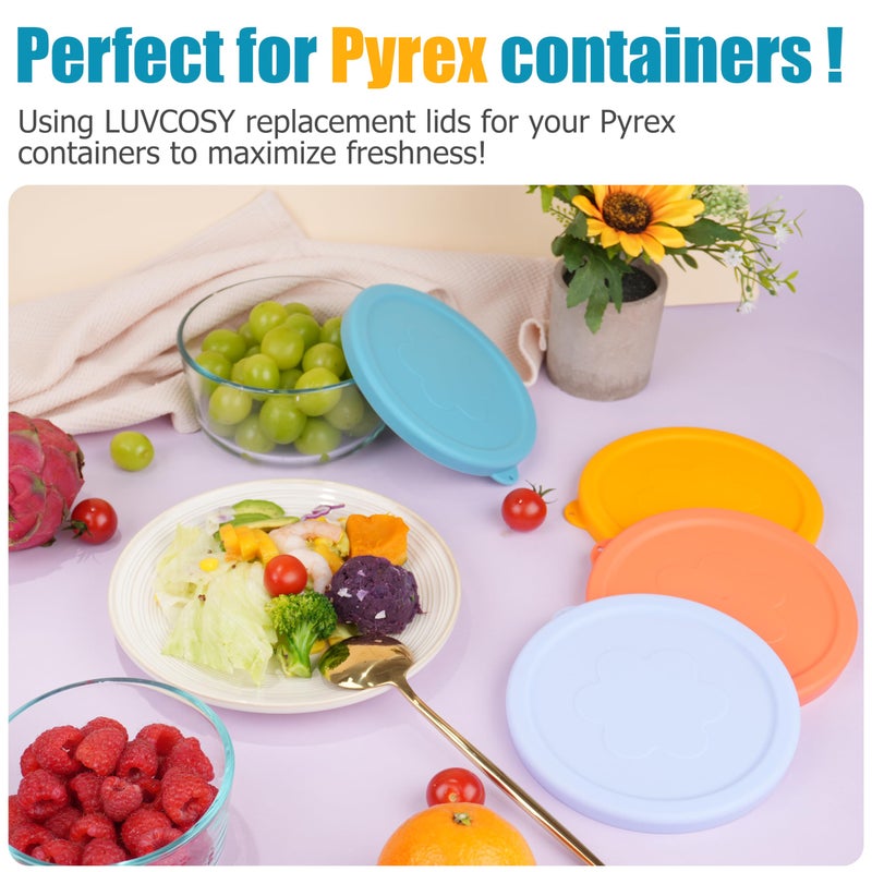 LUVCOSY 4 Cup Silicone Replacement Lids Storage Cover for Pyrex 7201-PC Glass Bowls (Container not Included) 4 Pack Microwave, Dishwasher and Freezer Safe - Image 5