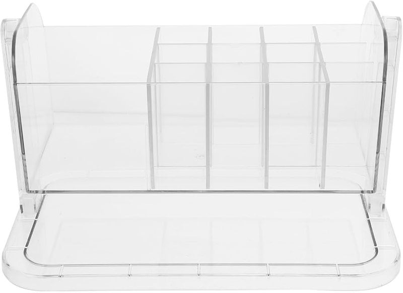 حامل فرش المكياج الدوار الشفاف الأبيض مع قاعدة مسطحة مستقرة لتخزين المكتب - Image 2