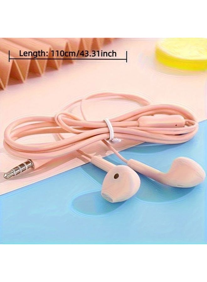 Pink Wired In Ear Headphones Hi Res Sound Noise Cancellation Volume Control Tangle Free Cable - Image 3